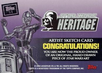 2004 Topps Heritage Star Wars - Sketches Wave 1 #NNO Jeff Carlisle Back