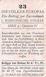 1934 Zuban Die Volker Europas (The Peoples of Europe) #23 Bauernbursche aus Zamora Back