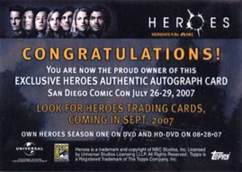 2007 Topps Heroes San Diego Comic-Con #NNO Greg Grunberg Back