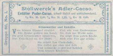 1899 Stollwerck Album 3 Gruppe 80 Die Chocoladen-Fee (The Chocolate Fairy) #1 Grossmutter und Enkelin Back