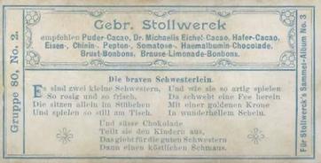 1899 Stollwerck Album 3 Gruppe 80 Die Chocoladen-Fee (The Chocolate Fairy) #2 Die braven Schwesterlein Back