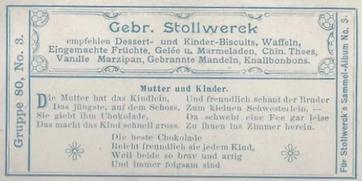 1899 Stollwerck Album 3 Gruppe 80 Die Chocoladen-Fee (The Chocolate Fairy) #3 Mutter und Kinder Back
