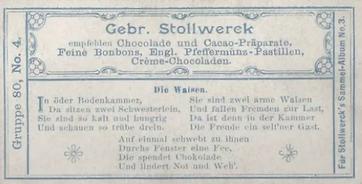 1899 Stollwerck Album 3 Gruppe 80 Die Chocoladen-Fee (The Chocolate Fairy) #4 Die Waisen Back