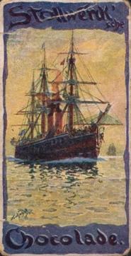 1900 Stollwerck Album 4 Gruppe 144  Der deutsche Flotte (von Hans Bohrdt)            (The German Fleet (artwork by Hans Bohrdt)) #5 Sr. M. Panzerschiff König Wilhelm Front
