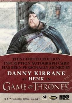 2021 Rittenhouse Game of Thrones Iron Anniversary Series 2 - Inscription Autographs #NNO Danny Kirrane Back