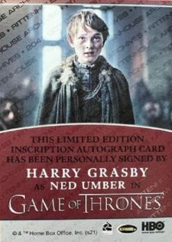 2021 Rittenhouse Game of Thrones Iron Anniversary Series 2 - Inscription Autographs #NNO Harry Grasby Back