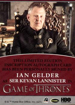 2021 Rittenhouse Game of Thrones Iron Anniversary Series 2 - Inscription Autographs #NNO Ian Gelder Back