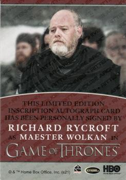 2021 Rittenhouse Game of Thrones Iron Anniversary Series 2 - Inscription Autographs #NNO Richard Rycroft Back