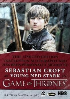 2021 Rittenhouse Game of Thrones Iron Anniversary Series 2 - Inscription Autographs #NNO Sebastian Croft Back