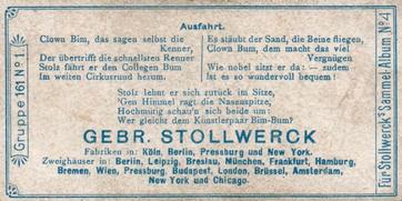 1900 Stollwerck Album 4 Gruppe 161 Die beiden Clowns(The Two Clowns) #1 Ausfahrt Back