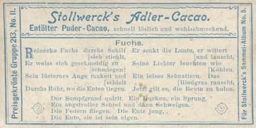 1902 Stollwerck Album 5 Gruppe 213 Von der Wildbahn (From the wild) #2 Fuchs Back