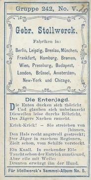 1902 Stollwerck Album 5 Gruppe 242 Jagdbilder von Einst und Jetzt	 (Hunting images from then and now) #5 Die Entenjagd Back