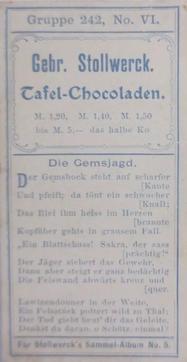 1902 Stollwerck Album 5 Gruppe 242 Jagdbilder von Einst und Jetzt	 (Hunting images from then and now) #6 Die Gemsjagd Back