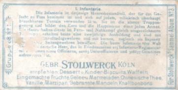 1899 Stollwerck Album 3 Gruppe 88 Die Deutsche Wehr (The German Defense) #1 Infanterie Back