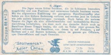 1899 Stollwerck Album 3 Gruppe 88 Die Deutsche Wehr (The German Defense) #2 Jäger Back