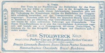 1899 Stollwerck Album 3 Gruppe 88 Die Deutsche Wehr (The German Defense) #5 Train Back