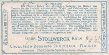 1899 Stollwerck Album 3 Gruppe 88 Die Deutsche Wehr (The German Defense) #6 Pioniere Back