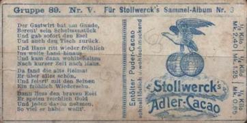 1899 Stollwerck Album 3 Gruppe 89 “Tischchen, deck' dich!” (Little Table, Cover Yourself!) #5 Der Gastwirt Back
