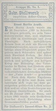 1899 Stollwerck Album 3 Gruppe 95 Dichter der Befreiungskriege (Poets of the Wars of Liberation) #1 Ernst Moritz Arndt Back