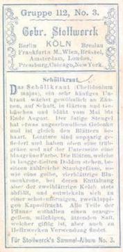 1899 Stollwerck Album 3 Gruppe 112 Giftige Pflanzen (Toxic Plants) #3 Schöllkraut Back