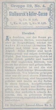 1899 Stollwerck Album 3 Gruppe 112 Giftige Pflanzen (Toxic Plants) #4 Eisenhut Back