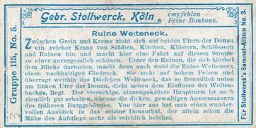 1899 Stollwerck Album 3 Gruppe 115 Donau-Ansichten (Danube Views) #5 Ruine Weiteneck Back