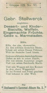 1899 Stollwerck Album 3 Gruppe 123 Deutsche Wappen (German Coats of Arms) #6 Köln Back
