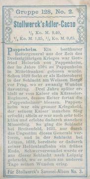 1899 Stollwerck Album 3 Gruppe 128 Berühmte Reiterhelden (Famous Equestrian Heroes) #2 Pappenheim Back