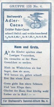 1900 Stollwerck Album 4 Gruppe 153 Aus dem Leben (From Life) #6 Hans und Grete Back
