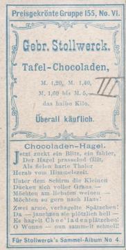 1900 Stollwerck Album 4 Gruppe 155 Süße Märchenträume (Sweet fairy tale dreams) #6 Chocoladen-Hagel Back