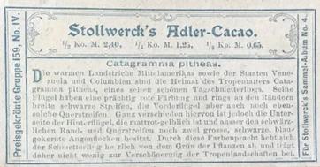 1900 Stollwerck Album 4 Gruppe 159 Ausländische Schmetterlinge (Foreign Butterflies) #4 Catagramma pitheas Back