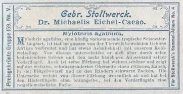 1900 Stollwerck Album 4 Gruppe 159 Ausländische Schmetterlinge (Foreign Butterflies) #5 Mylothris agathina Back
