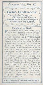 1900 Stollwerck Album 4 Gruppe 164 Wurttenbergische Fürsten (Wurttenberg princes) #2 Eberhard im Bart Back