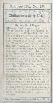 1900 Stollwerck Album 4 Gruppe 164 Wurttenbergische Fürsten (Wurttenberg princes) #4 Herzog Karl Eugen Back