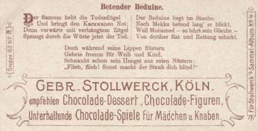 1900 Stollwerck Album 4 Gruppe 169 Mensch und Pferd (Man and Horse) #3 Betender Beduine Back