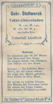 1900 Stollwerck Album 4 Gruppe 173 Die Musen (The Muses) #3 Euterpe Back