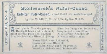 1900 Stollwerck Album 4 Gruppe 186 Landwirtschaft (Agriculture) #4 Beim Pflugen Back