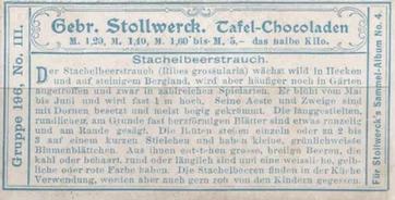 1900 Stollwerck Album 4 Gruppe 196 Essbare Beeren (Edible berries) #3 Stachelbeerstrauch Back