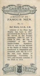 1927 Carreras Famous Men #11 Earl Beatty Back