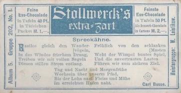 1902 Stollwerck Album 5 Gruppe 202 Deutsche Landschaften (W. Leistikow) (German landscapes (W. Leistikow) #1 Spreekahne Back