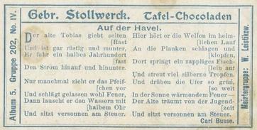 1902 Stollwerck Album 5 Gruppe 202 Deutsche Landschaften (W. Leistikow) (German landscapes (W. Leistikow) #4 Auf der Havel Back