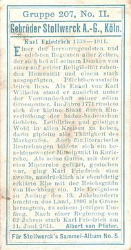 1902 Stollwerck Album 5 Gruppe 207 Badische Fursten (Princes of Baden) #2 Karl Friedrich Back