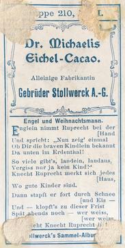 1902 Stollwerck Album 5  Gruppe 210 Weihnachts - Bilder (Christmas pictures) #1 Engel und Weihnachtsmann Back