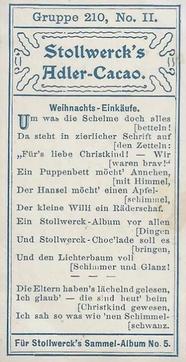 1902 Stollwerck Album 5  Gruppe 210 Weihnachts - Bilder (Christmas pictures) #2 Weihnachts - Einkaufe Back