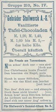 1902 Stollwerck Album 5  Gruppe 210 Weihnachts - Bilder (Christmas pictures) #4 Die Freude am Tannenbaum Back