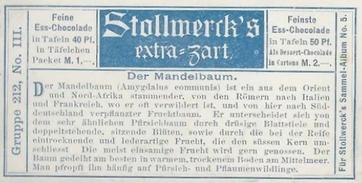 1902 Stollwerck Album 5 Gruppe 212 In- und auslandische Kulturgewachse (Domestic and foreign cultural growths) #3 Der Mandelbaum Back