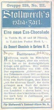 1902 Stollwerck Album 5 Gruppe 228 Aus Deutschen Landen (From German lands) #3 Heilbronn Back