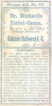 1902 Stollwerck Album 5 Gruppe 228 Aus Deutschen Landen (From German lands) #6 Esslingen Back