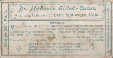 1902 Stollwerck Album 5 Gruppe 247 Fabelwesen	(Mythical creatures) #1 Dryade Back