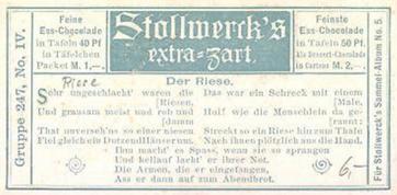 1902 Stollwerck Album 5 Gruppe 247 Fabelwesen	(Mythical creatures) #4 Der Riese Back
